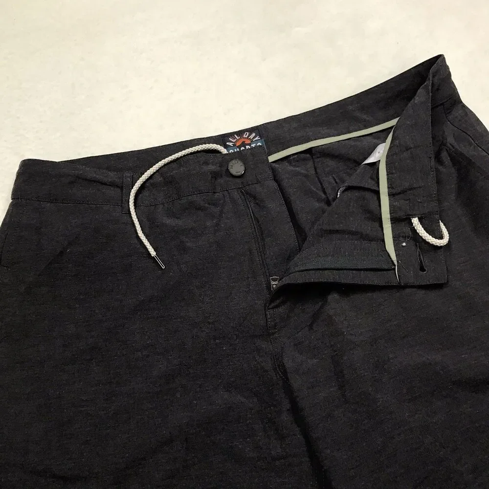 FAHERTY All Day Shorts Men 36 Black Dark Charcoal Performance Stretch Golf Beach